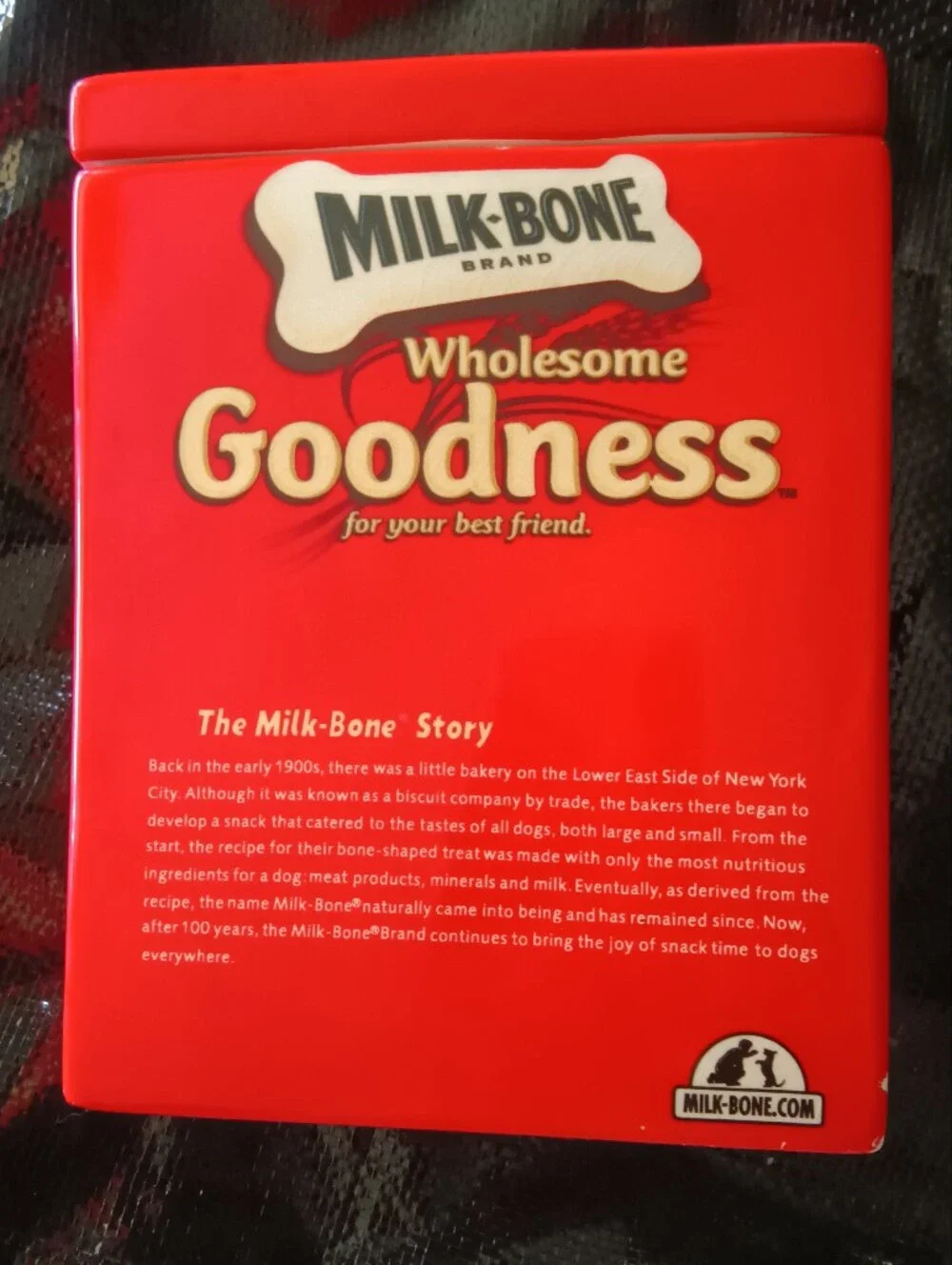 milk bone red ceramic